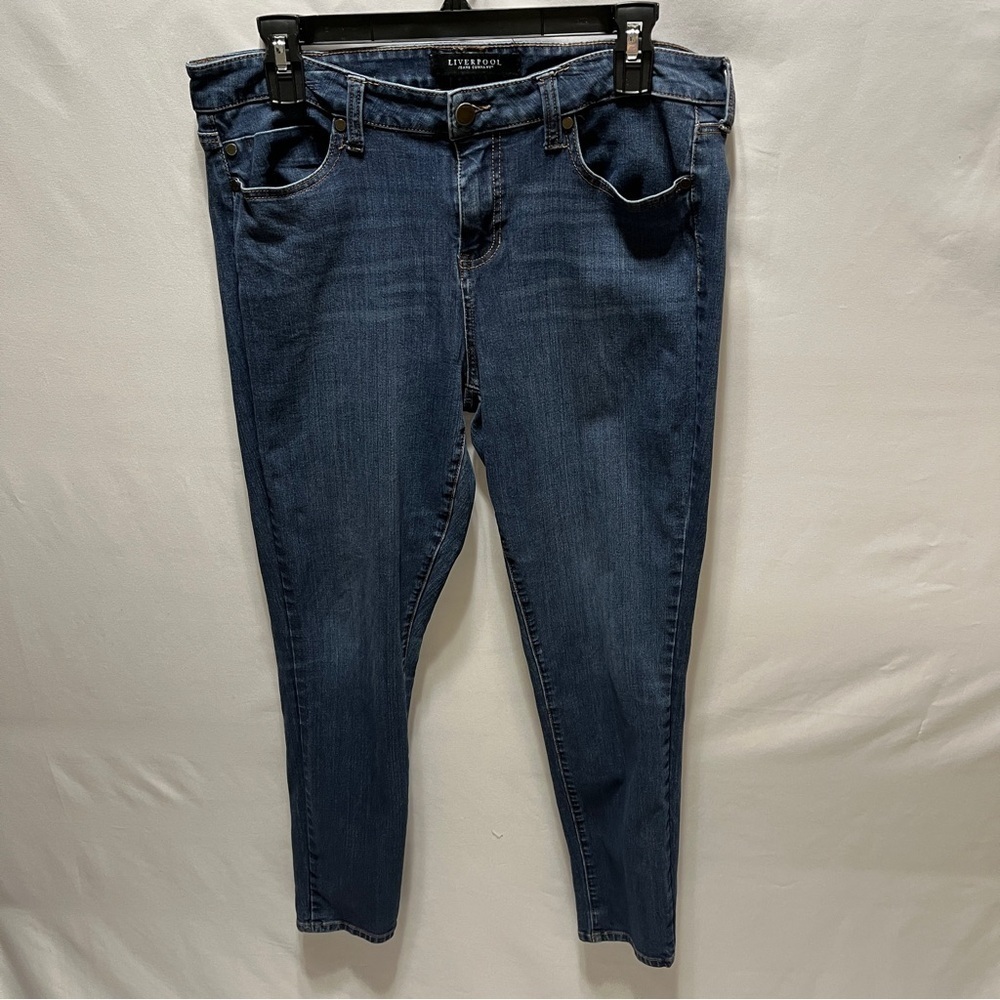 LIVERPOOL JEANS CO Womens SIze 10 Medium Wash Skinny Ankle Stretch Denim Midrise